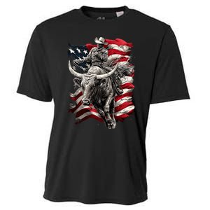 Rodeo Bucking Bull Riding Cowboy Western Cooling Performance Crew T-Shirt