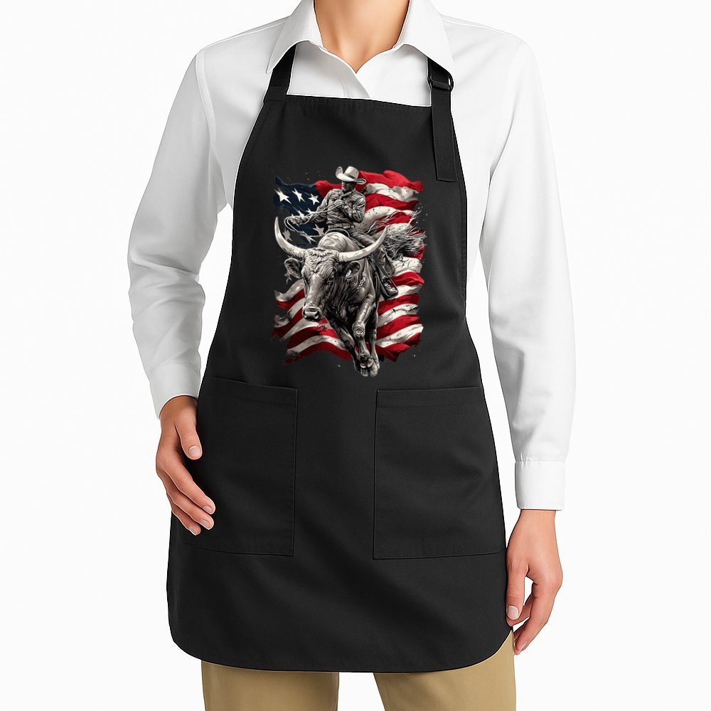 Rodeo Bucking Bull Riding Cowboy Western Apron