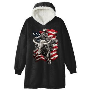 Rodeo Bucking Bull Riding Cowboy Western Hooded Wearable Blanket