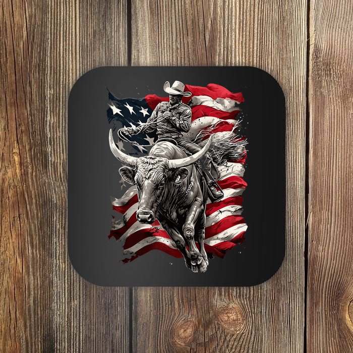 Rodeo Bucking Bull Riding Cowboy Western Coaster