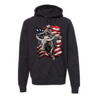 Rodeo Bucking Bull Riding Cowboy Western Premium Hoodie