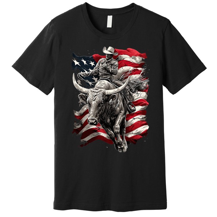 Rodeo Bucking Bull Riding Cowboy Western Premium T-Shirt