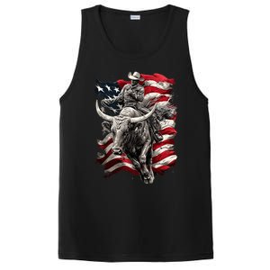 Rodeo Bucking Bull Riding Cowboy Western PosiCharge Competitor Tank