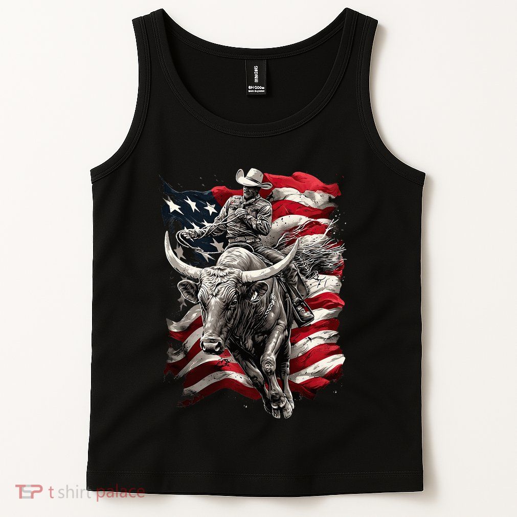 Rodeo Bucking Bull Riding Cowboy Western Tank Top