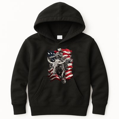 Rodeo Bucking Bull Riding Cowboy Western Kids Hoodie