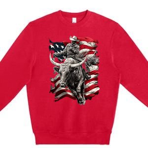 Rodeo Bucking Bull Riding Cowboy Western Premium Crewneck Sweatshirt