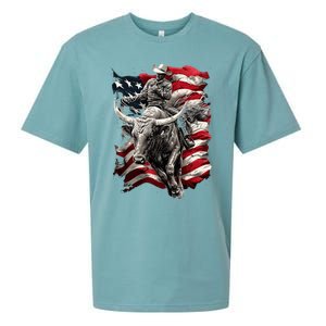 Rodeo Bucking Bull Riding Cowboy Western Sueded Cloud Jersey T-Shirt