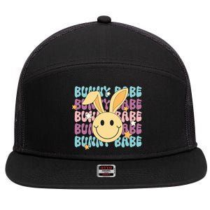 Retro Bunny Babe Cute Bunny 7 Panel Mesh Trucker Snapback Hat