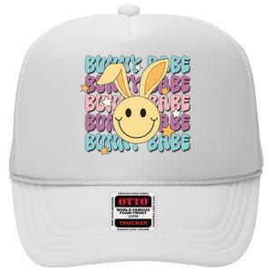 Retro Bunny Babe Cute Bunny High Crown Mesh Back Trucker Hat