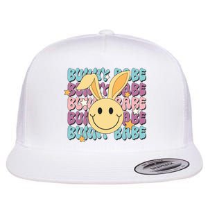 Retro Bunny Babe Cute Bunny Flat Bill Trucker Hat