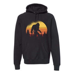 Retro Bigfoot Believer Silhouette Sasquatch Hide And Seek Premium Hoodie