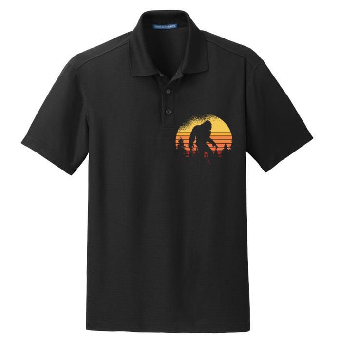 Retro Bigfoot Believer Silhouette Sasquatch Hide And Seek Dry Zone Grid Polo