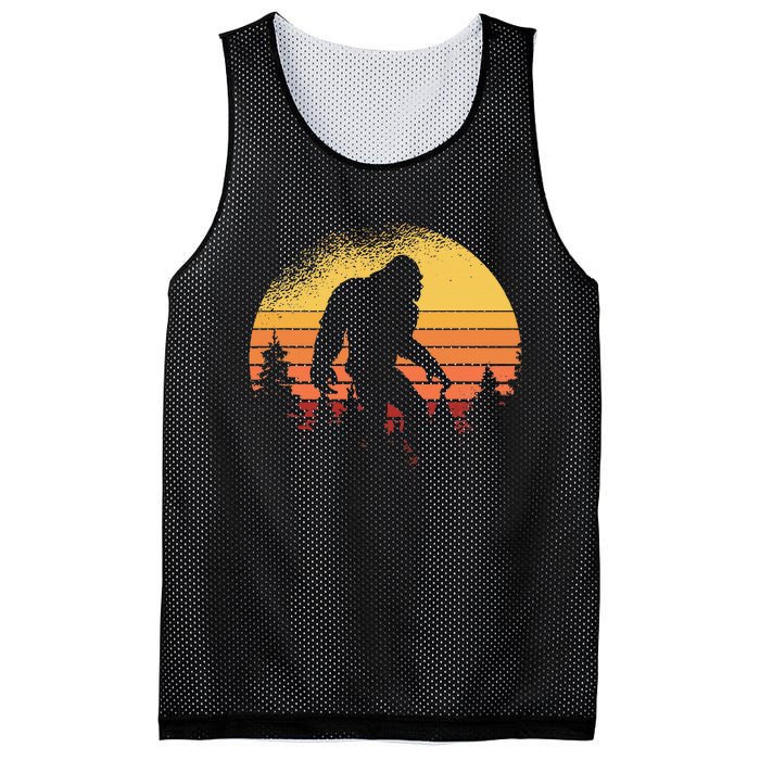 Retro Bigfoot Believer Silhouette Sasquatch Hide And Seek Mesh Reversible Basketball Jersey Tank