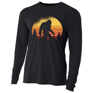 Retro Bigfoot Believer Silhouette Sasquatch Hide And Seek Cooling Performance Long Sleeve Crew