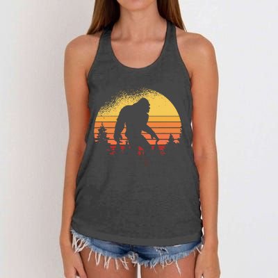 Retro Bigfoot Believer Silhouette Sasquatch Hide And Seek Women's Knotted Racerback Tank