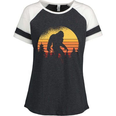 Retro Bigfoot Believer Silhouette Sasquatch Hide And Seek Enza Ladies Jersey Colorblock Tee