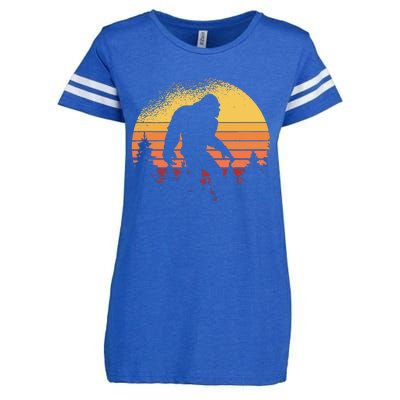 Retro Bigfoot Believer Silhouette Sasquatch Hide And Seek Enza Ladies Jersey Football T-Shirt