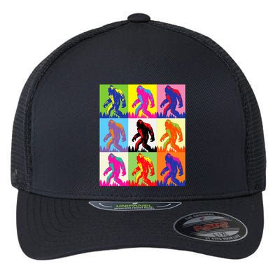 Retro Bigfoot Bigfoot Art Sasquatch Funny Art Bigfoot Flexfit Unipanel Trucker Cap