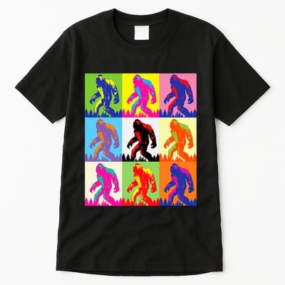Retro Bigfoot Bigfoot Art Sasquatch Funny Art Bigfoot Tall T-Shirt
