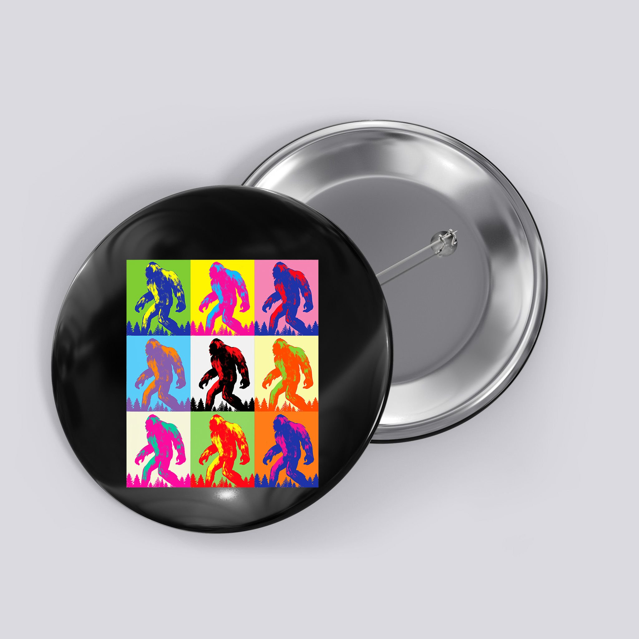 Retro Bigfoot Bigfoot Art Sasquatch Funny Art Bigfoot Button