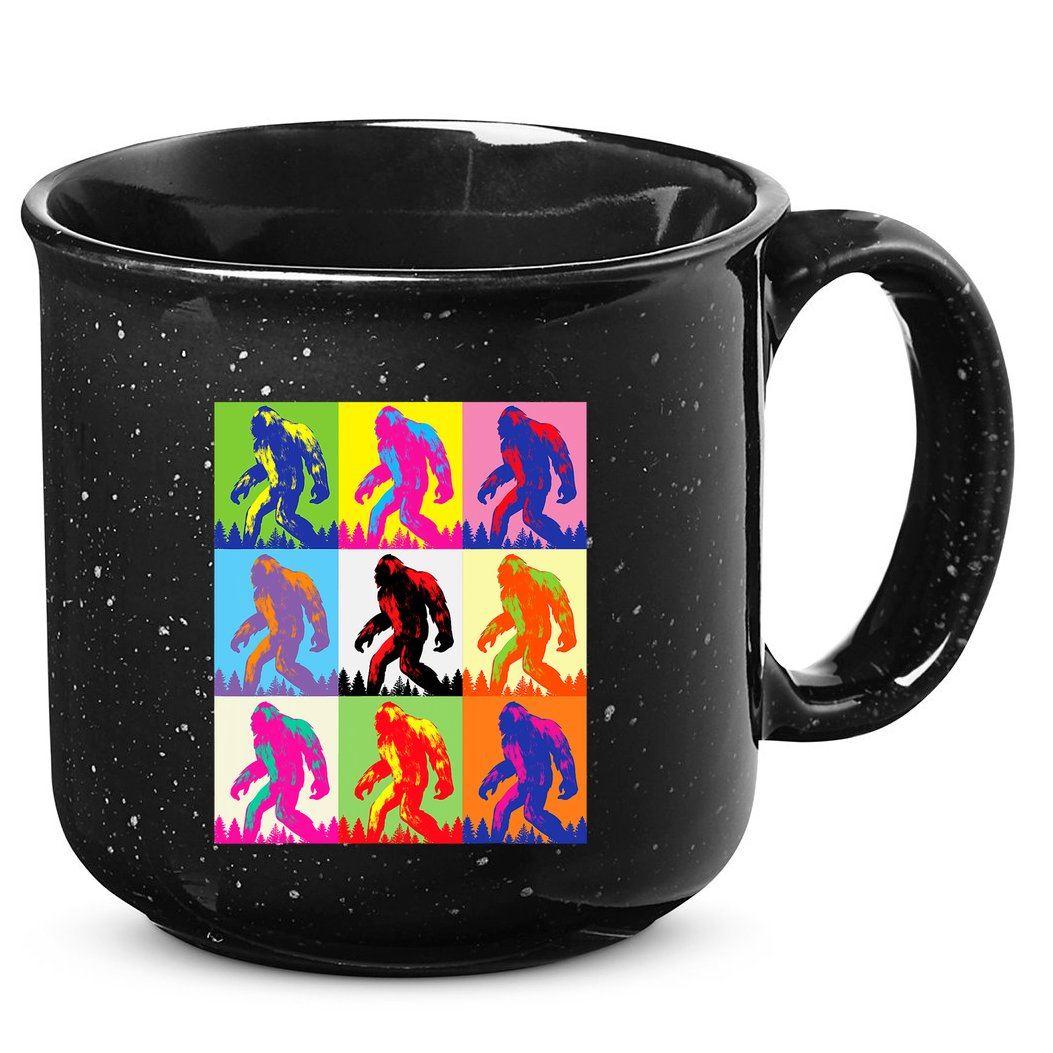 Retro Bigfoot Bigfoot Art Sasquatch Funny Art Bigfoot 15oz Campfire Ceramic Mug