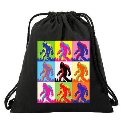 Retro Bigfoot Bigfoot Art Sasquatch Funny Art Bigfoot Drawstring Bag