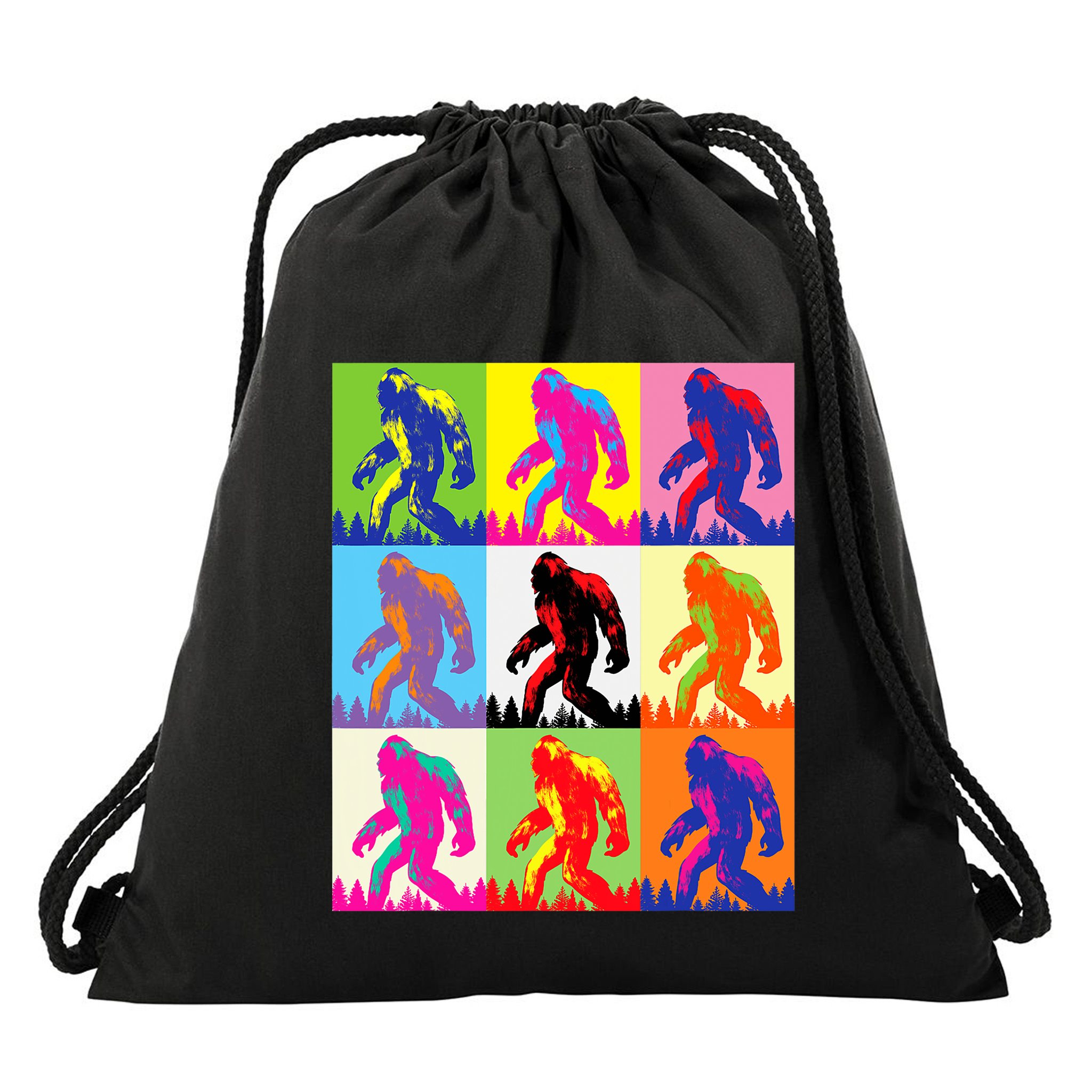 Retro Bigfoot Bigfoot Art Sasquatch Funny Art Bigfoot Drawstring Bag