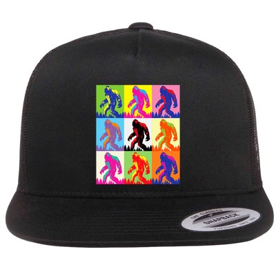Retro Bigfoot Bigfoot Art Sasquatch Funny Art Bigfoot Flatbill Hat