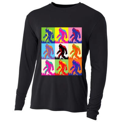 Retro Bigfoot Bigfoot Art Sasquatch Funny Art Bigfoot Cooling Performance Long Sleeve Crew