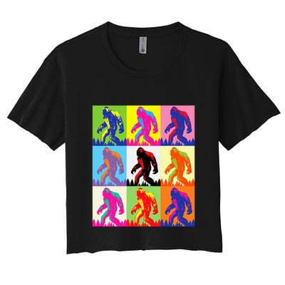 Retro Bigfoot Bigfoot Art Sasquatch Funny Art Bigfoot Crop Top