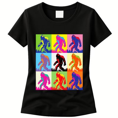 Retro Bigfoot Bigfoot Art Sasquatch Funny Art Bigfoot Womens T-Shirt