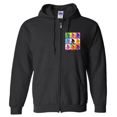 Retro Bigfoot Bigfoot Art Sasquatch Funny Art Bigfoot Full Zip Hoodie