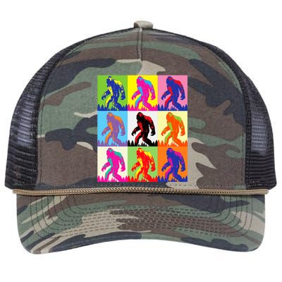 Retro Bigfoot Bigfoot Art Sasquatch Funny Art Bigfoot Retro Rope Trucker Hat Cap