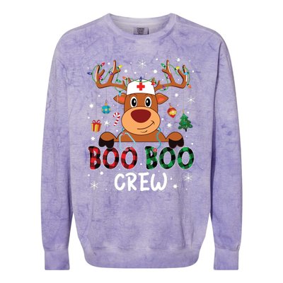 Reindeer Boo Boo Crew Nurse Buffalo Plaid Christmas Nurse Colorblast Crewneck Sweatshirt