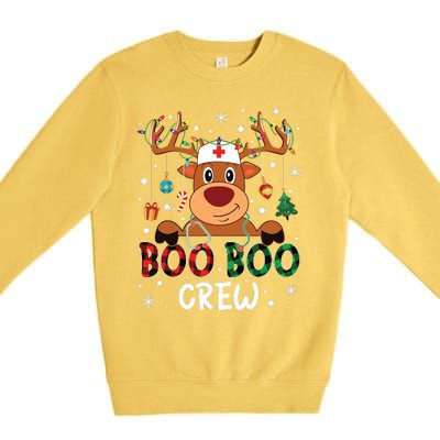 Reindeer Boo Boo Crew Nurse Buffalo Plaid Christmas Nurse Premium Crewneck Sweatshirt