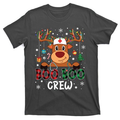 Reindeer Boo Boo Crew Nurse Buffalo Plaid Christmas Nurse T-Shirt