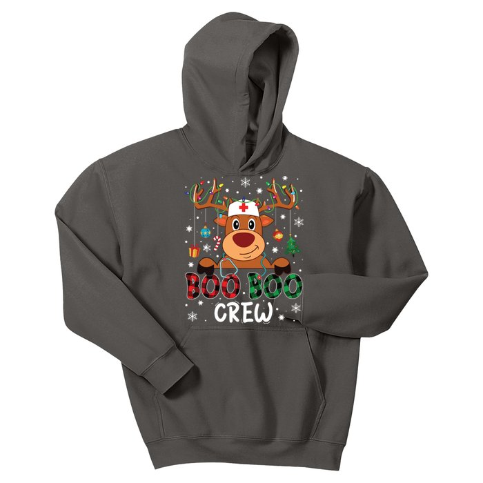 Reindeer Boo Boo Crew Nurse Buffalo Plaid Christmas Nurse Kids Hoodie