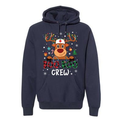 Reindeer Boo Boo Crew Nurse Buffalo Plaid Christmas Nurse Premium Hoodie