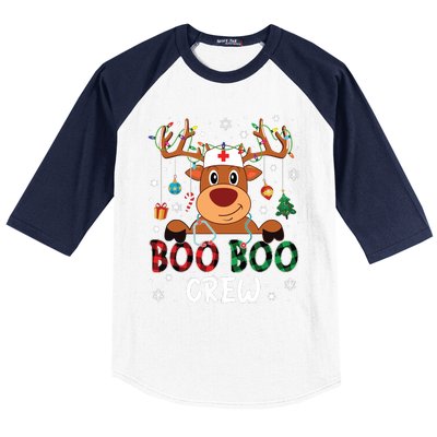 Reindeer Boo Boo Crew Nurse Buffalo Plaid Christmas Nurse Baseball Sleeve Shirt