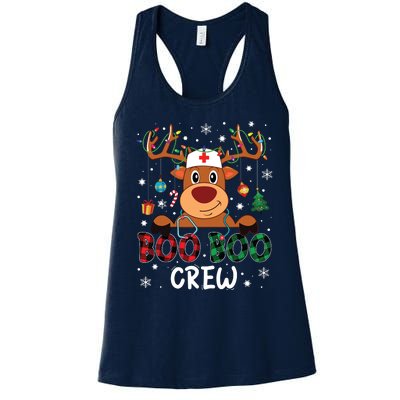 Reindeer Boo Boo Crew Nurse Buffalo Plaid Christmas Nurse Women's Racerback Tank