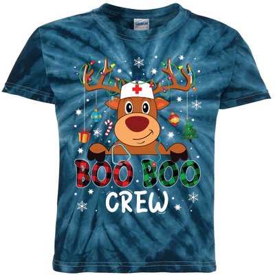 Reindeer Boo Boo Crew Nurse Buffalo Plaid Christmas Nurse Kids Tie-Dye T-Shirt