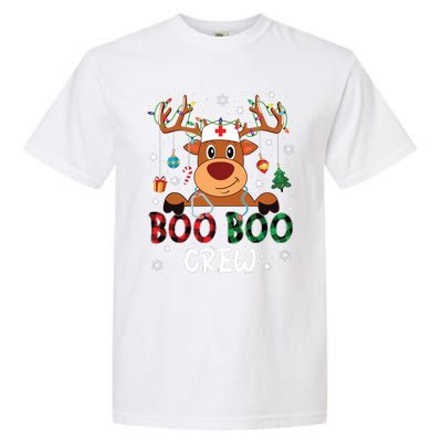 Reindeer Boo Boo Crew Nurse Buffalo Plaid Christmas Nurse Garment-Dyed Heavyweight T-Shirt