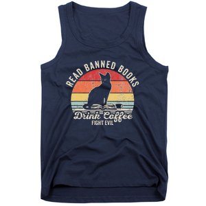 Read Banned Books Drink Coffee Fight Evil Tank Top