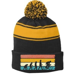 Road Bike Bicycle Rider Retro Racing Bike Evolution Stripe Pom Pom Beanie