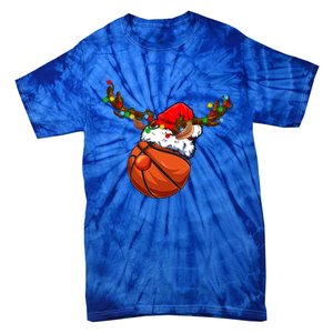 Reindeer Basketball Ball Santa Claus Christmas Lights Xmas Funny Gift Tie-Dye T-Shirt