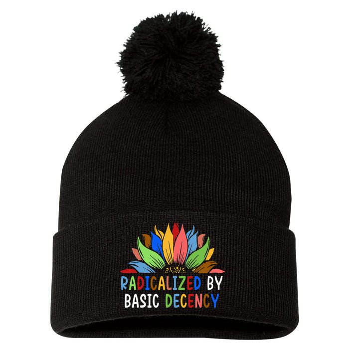 Radicalized By Basic Decency Sunflower Pom Pom 12in Knit Beanie