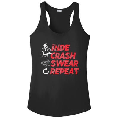 Ride Crash Swear Repeat Funny MTB Mountain Bike Cycling Ladies PosiCharge Competitor Racerback Tank