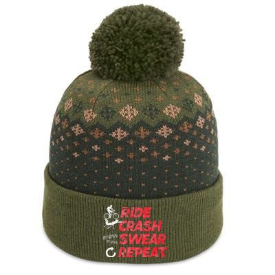 Ride Crash Swear Repeat Funny MTB Mountain Bike Cycling The Baniff Cuffed Pom Beanie