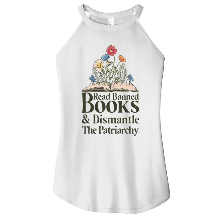 Read Banned Books and Dismantle The Patriarchy Feminist Women's Perfect Tri Rocker Tank
