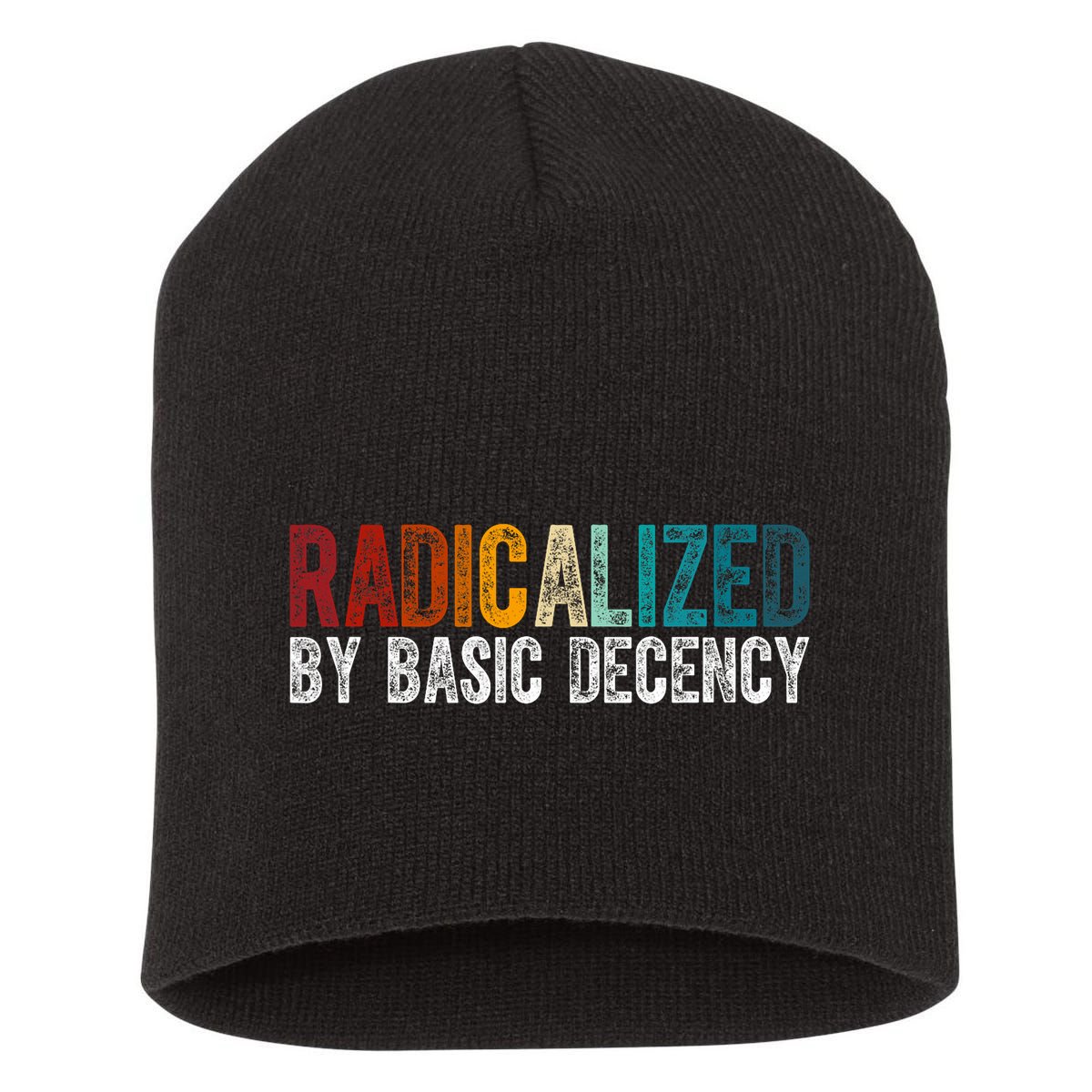 Radicalized By Basic Decency Funny Social Democracy Short Acrylic Beanie
